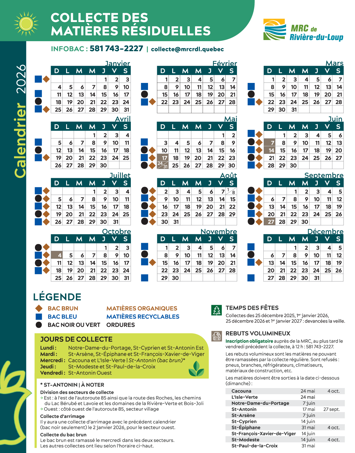 Calendrier collecte 2026